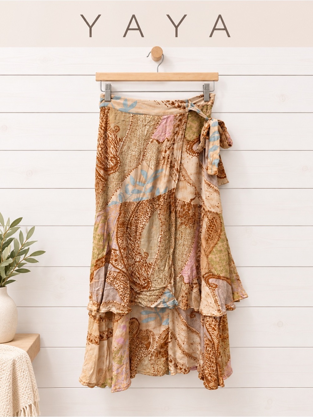 YAYA Printed Boho Midi Skirt – Size 34